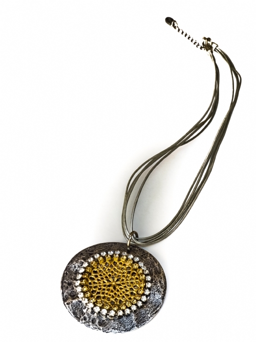 Two Tone Disc Swarovski Necklace