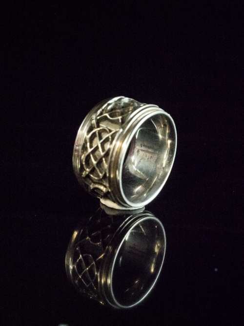 Reverse Dome Ring with Open Celtic Knot