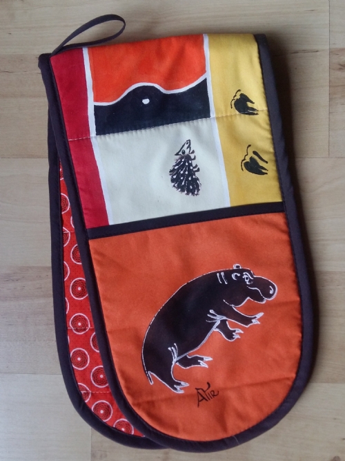 Double Oven Gloves Hippopotamus - Orange