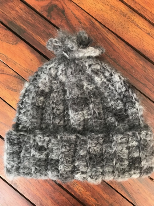 Ribbed Beanie - Charcoal Mohair