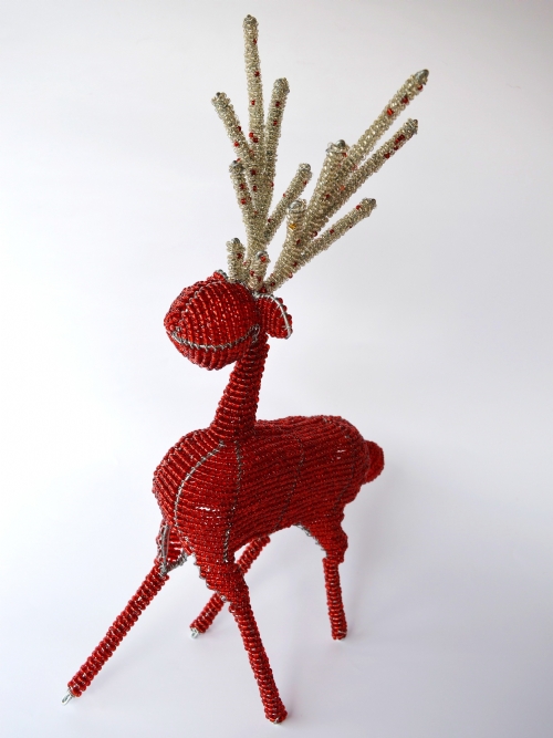 Reindeer With Beaded Antlers - Large