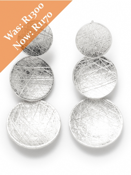 Silver Triple Disc Hoop Earrings