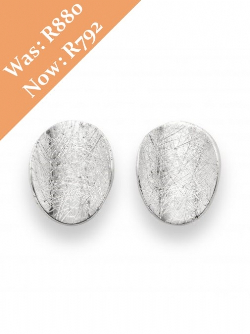 Silver Large Curve Oval Shape Stud Earrings