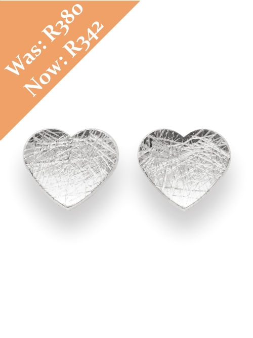 Silver Heart Shape Stud Earrings