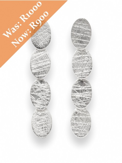 Silver Oval Drop Earrings