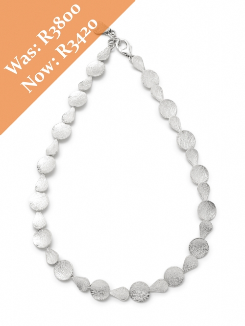 Silver Pear Round Disc Neck Chain