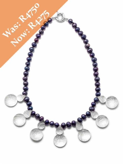 Silver Disc Pearl Neck Chain